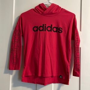 Girls adidas hooded long-sleeved t-shirt. Size M 10/12